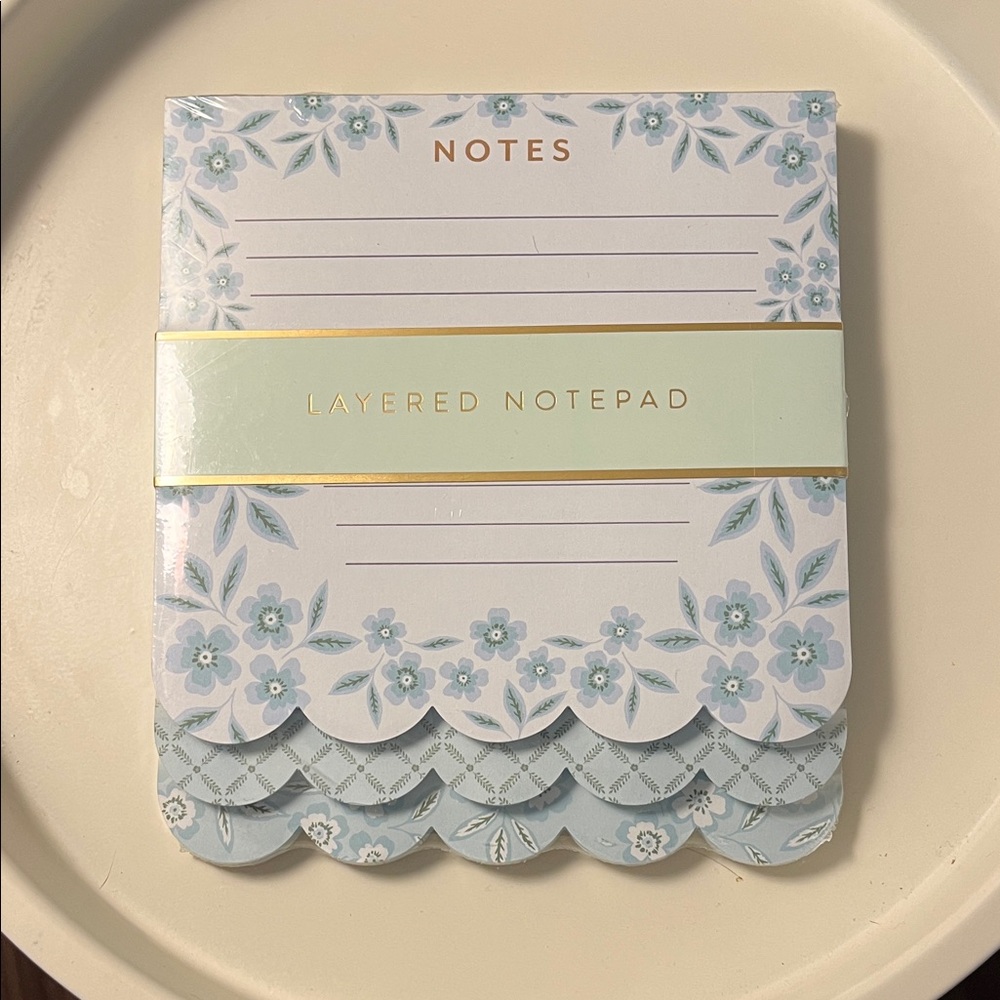 Layered Floral Notes Notepad - Blue